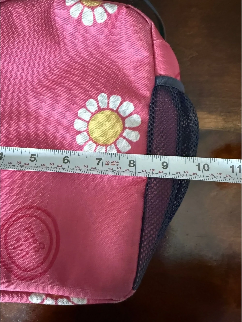 Life is Good Pink Daisy Patterned Small Lunchbox with Multiple Pockets